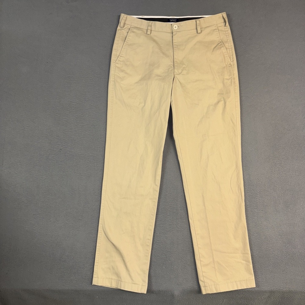 Lands' End Chino Pants Mens 36x34 Brown Traditional Fit Flat Front Cotton Blend